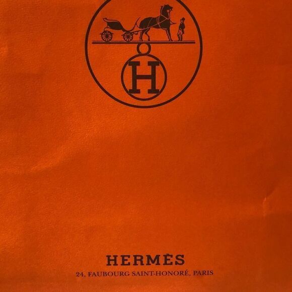 Hermes Paris Orange large rectangular shopping bag. - Picture 2 of 5